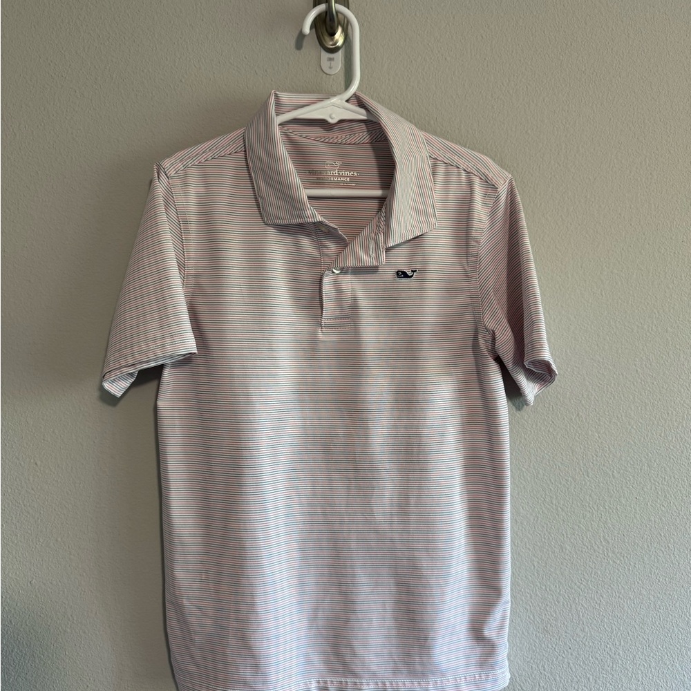 Vineyard Vines Boys 7 Red, White, and Blue Performance Polo Shirt
